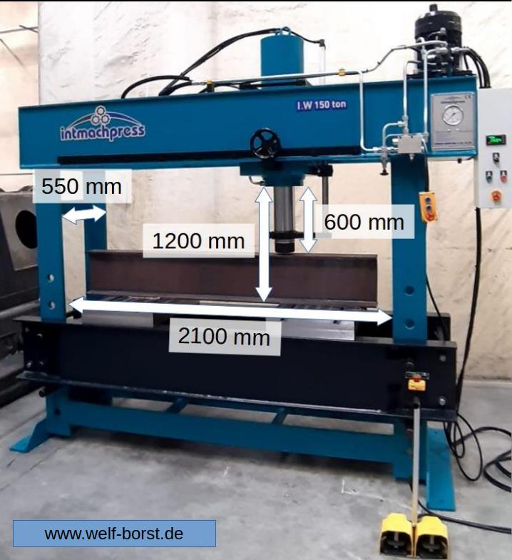 Intemach hydraulische Richtpressen Esslingen in Dimensionen